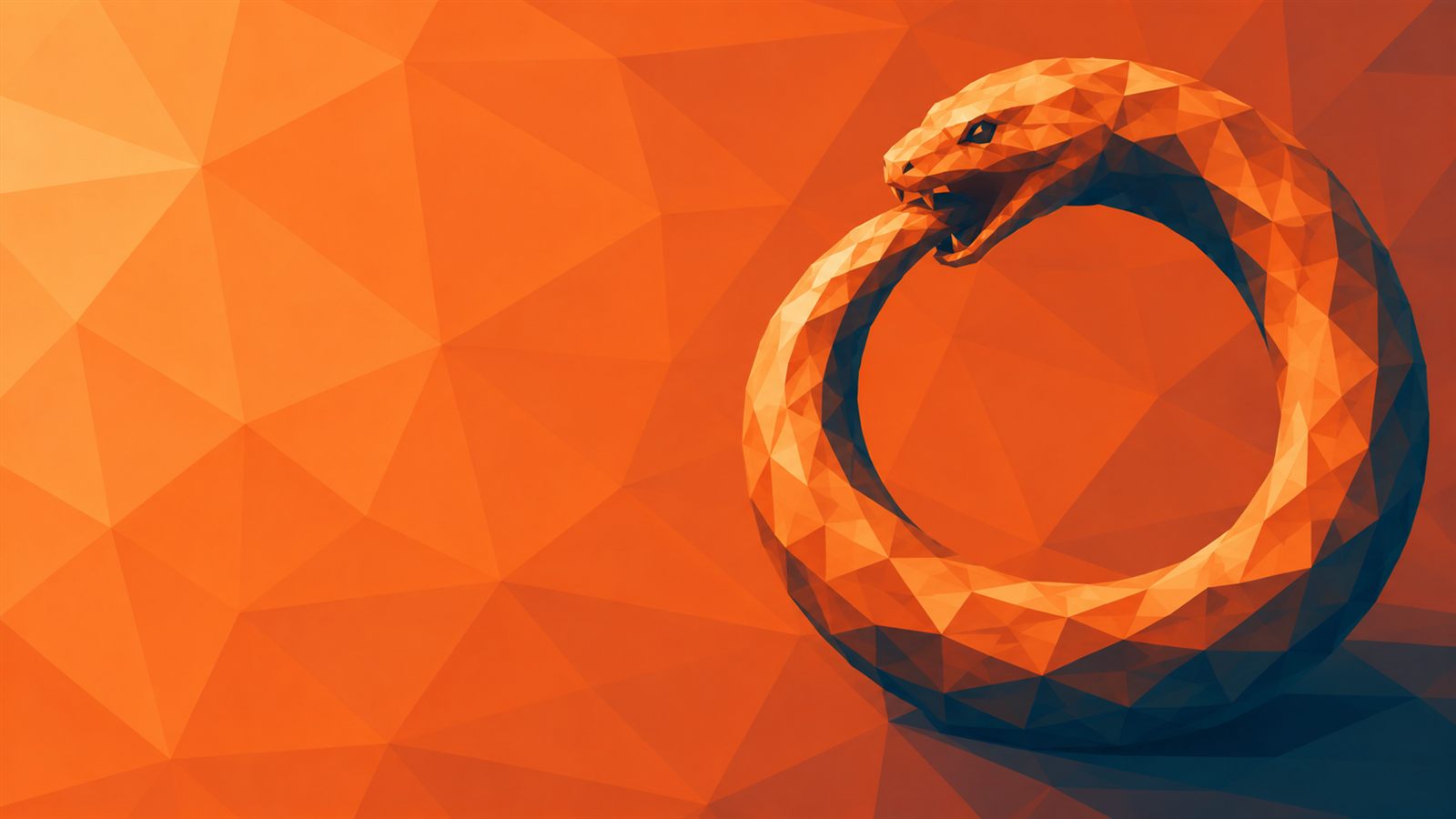 a serpent curled in a circle eating its own tail.
